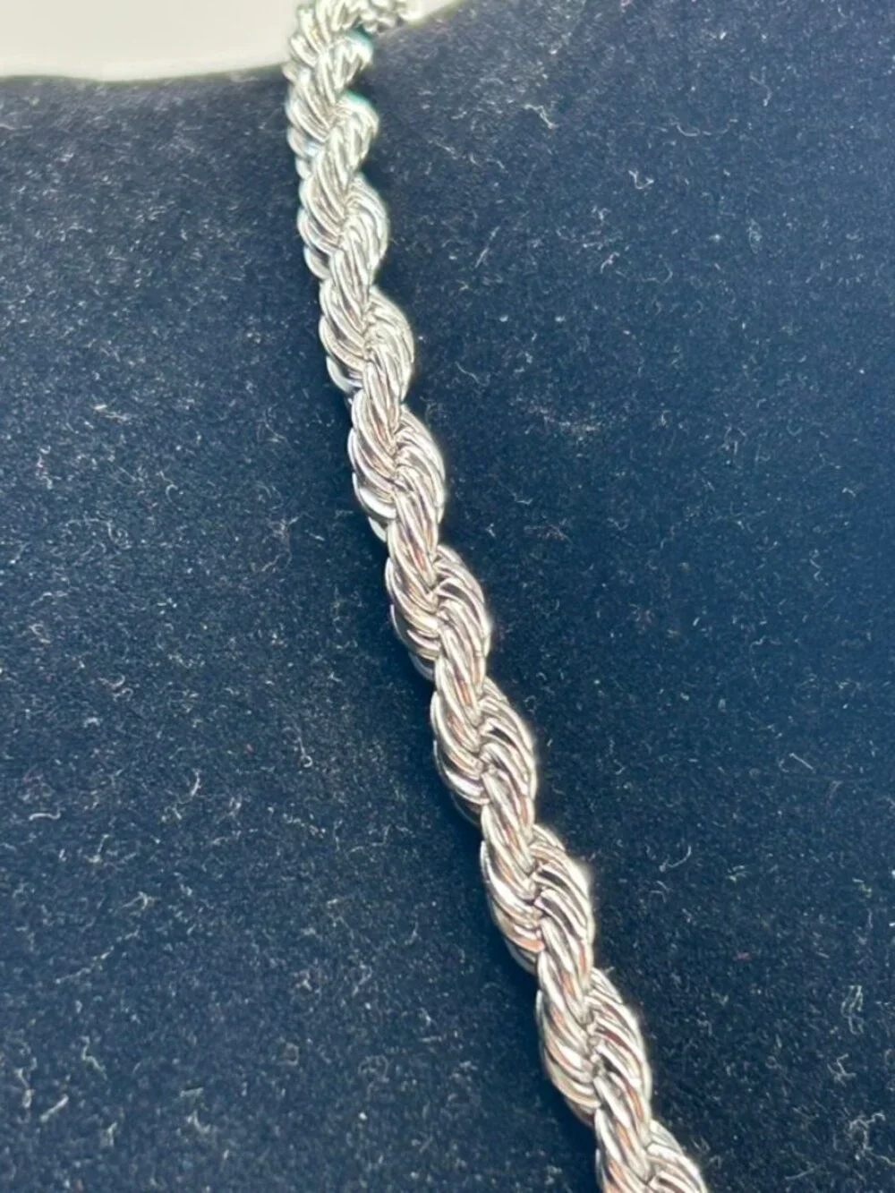 Unisex Real 925 Silver Rope Chain Plated 6mm 20 Inch Non Tarnish Sleek Durable